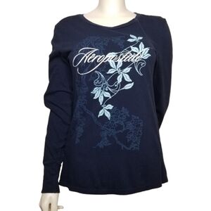 Aeropostale Womens Large Navy Long Sleeve Tee Tshirt